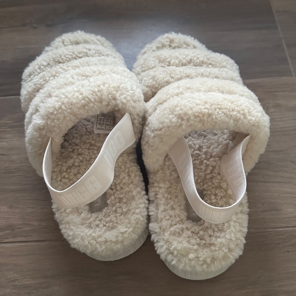 UGG Natural White Oh Fluffita Slingback Slippers - Picture 6 of 9